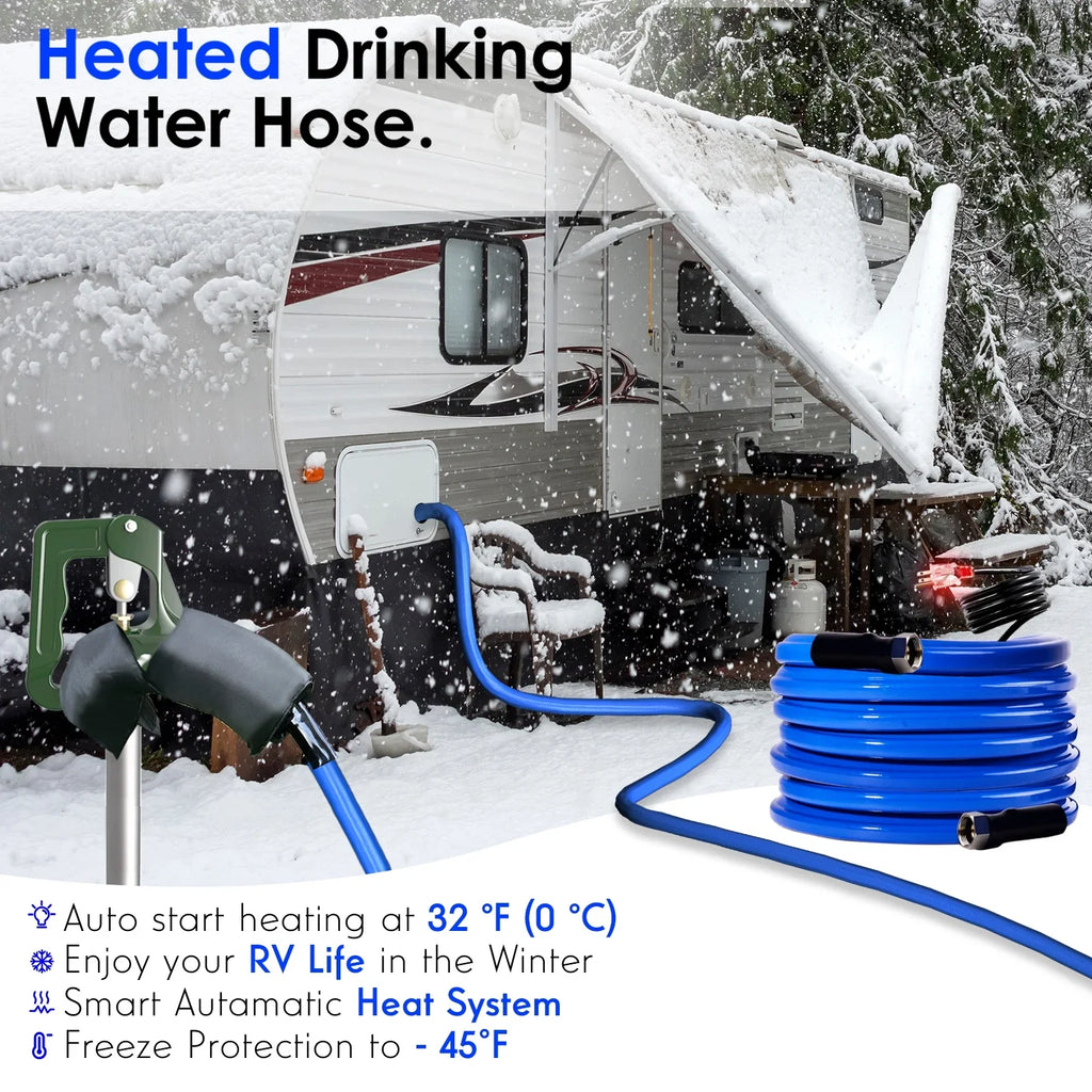 100FT Heated Liquid Hose for RV,-45 ,Antifreeze Drinking Garden Fluid Hose,Rv Accessories, Rv Liquid Hose,Rv