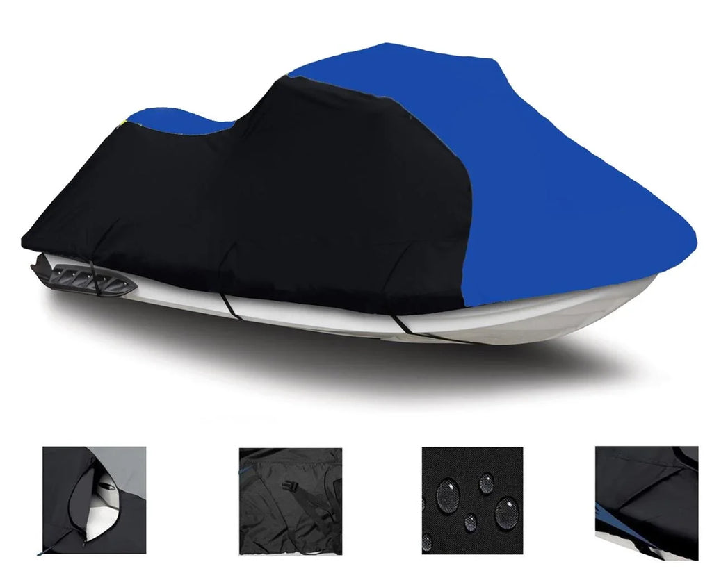 BLACK / BLUE HEAVY-DUTY, TOP OF THE LINE Cover Compatible for Bombardier Sea Doo Sea-Doo GTi LE RFI 2003 2004 2005 Jet Ski Cover