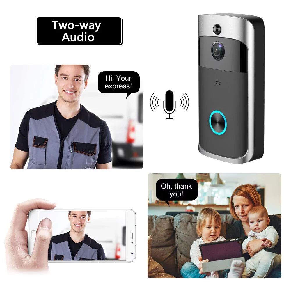 Smart WiFi Video Doorbell Camera Visual Intercom Motion Detection Night Vision Door Bell Wireless Home Security Camera Doorbell