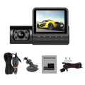 Pinnaco Dash Camera 3 Cameras 2in Clear Car Rearview Mirror Car Video Recording Camcorder Auto Safety Recorder