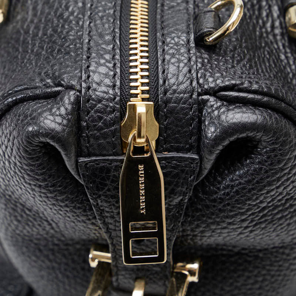 Pre-Owned Burberry Side Belt Metal Handbag Shoulder Bag Black Grain Calf Leather Women's BURBERRY (Good)