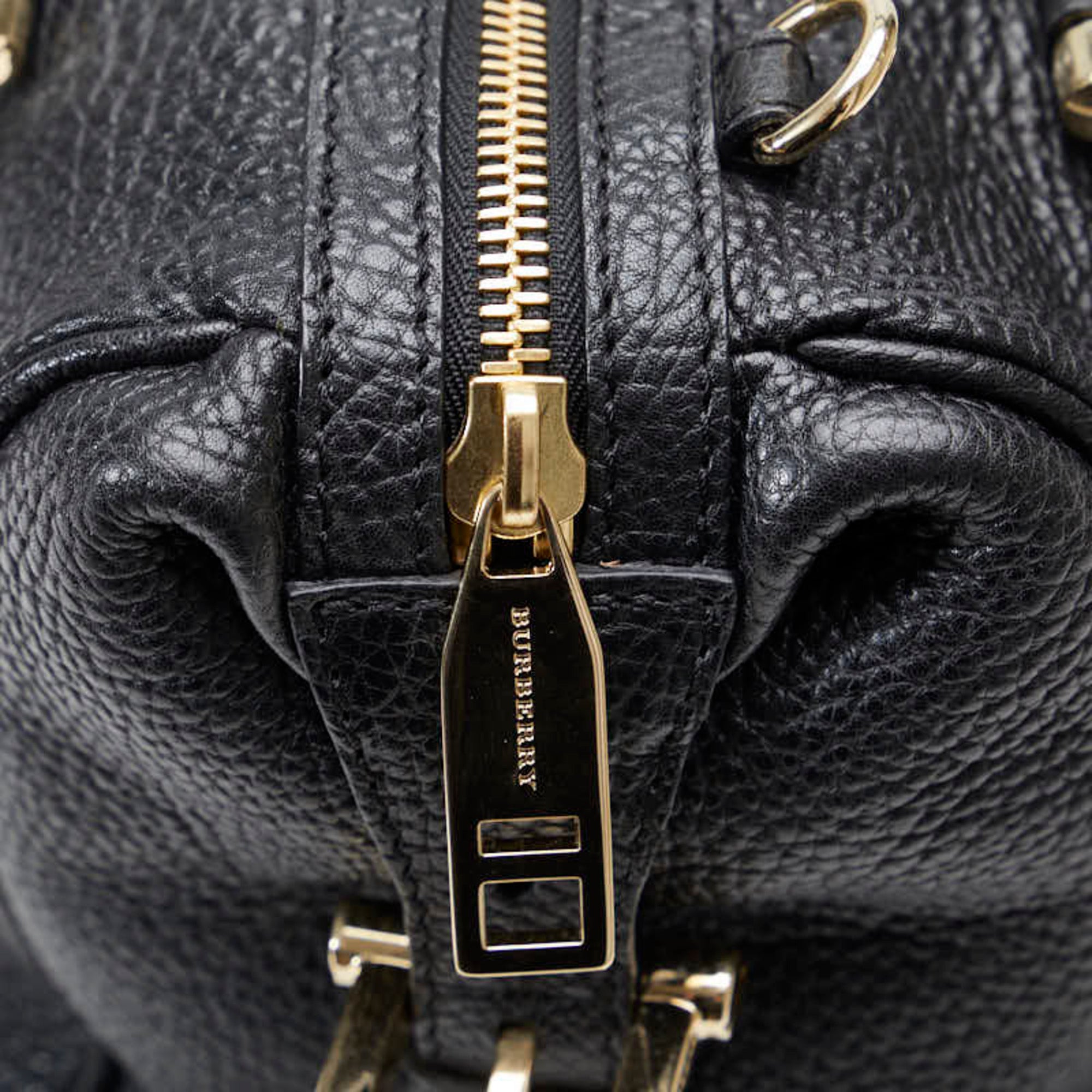 Pre-Owned Burberry Side Belt Metal Handbag Shoulder Bag Black Grain Calf Leather Women's BURBERRY (Good)