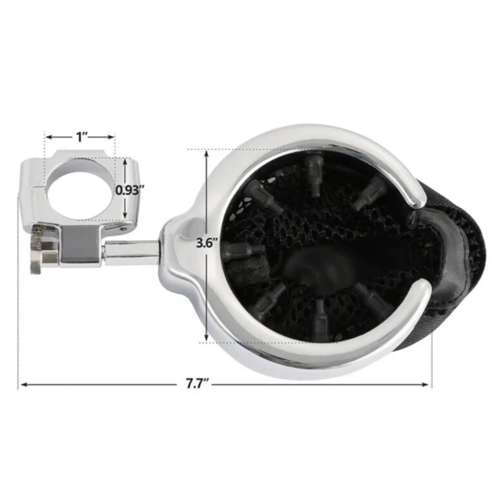 Teledu Universal Motorcycle Handlebar Cup Holder Metal Drink W/ Mesh Basket For Harley