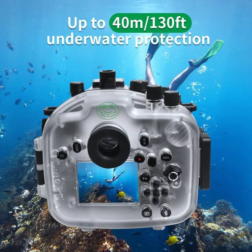 Seafrogs [40M/130FT] Liquid Housing Fluid Case w/ 6 Inch Dome Port Kit for A7R IV A7R4 ILCE-7R IV Compatible with FE 16-35mm F/4 28-70mm F3.5-5.6, 12-24mm F4 G Lens-Black