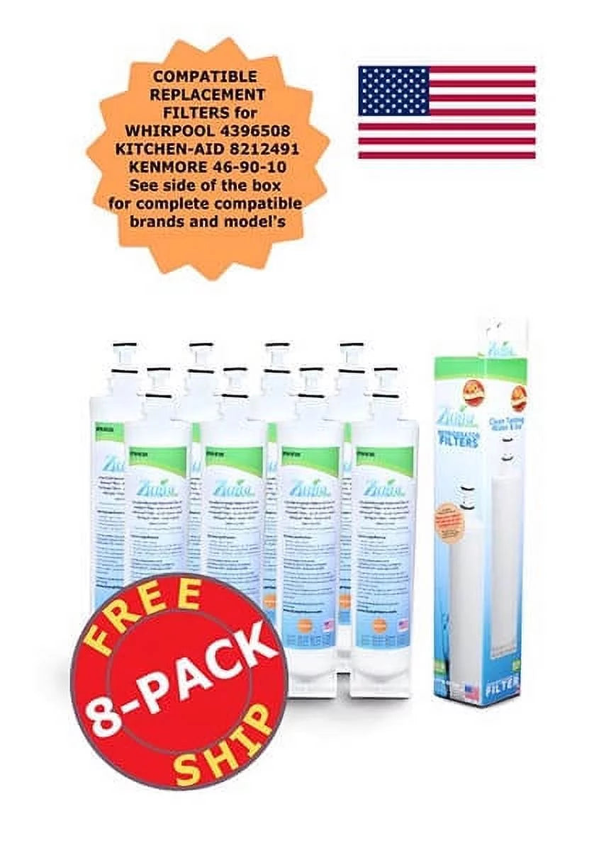 ZUMA Brand , Liquid and Ice Filter , Model # OPFW-RF300 , Compatible with Whirlpool® 4396510 - 8 Pack - Made in U.S.A.