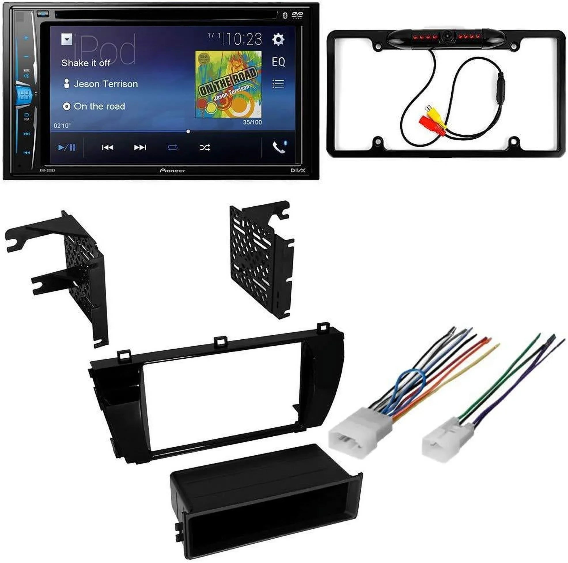 KIT605 Bundle with Pioneer Multimedia DVD Car Stereo and Installation Kit - for 2014-2016 Toyota Corolla W/Grey Dash / Display - Backup Camera, Double Din Mounting Kit