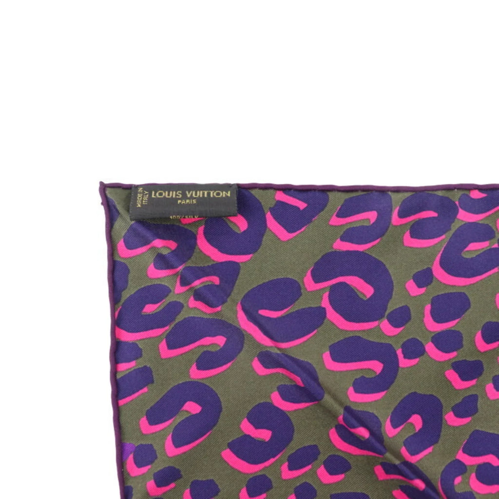 Pre-Owned LOUIS VUITTON Louis Vuitton fringed scarf silk purple multicolor 400505 apparel accessories (Like New)