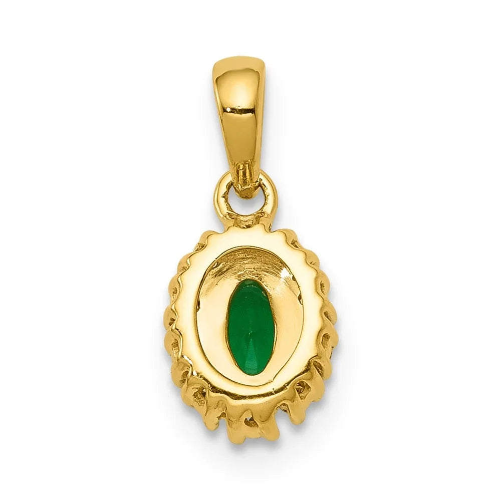14k and Rhodium Diamond and Oval Emerald Pendant QPM5252-EM-010-YA