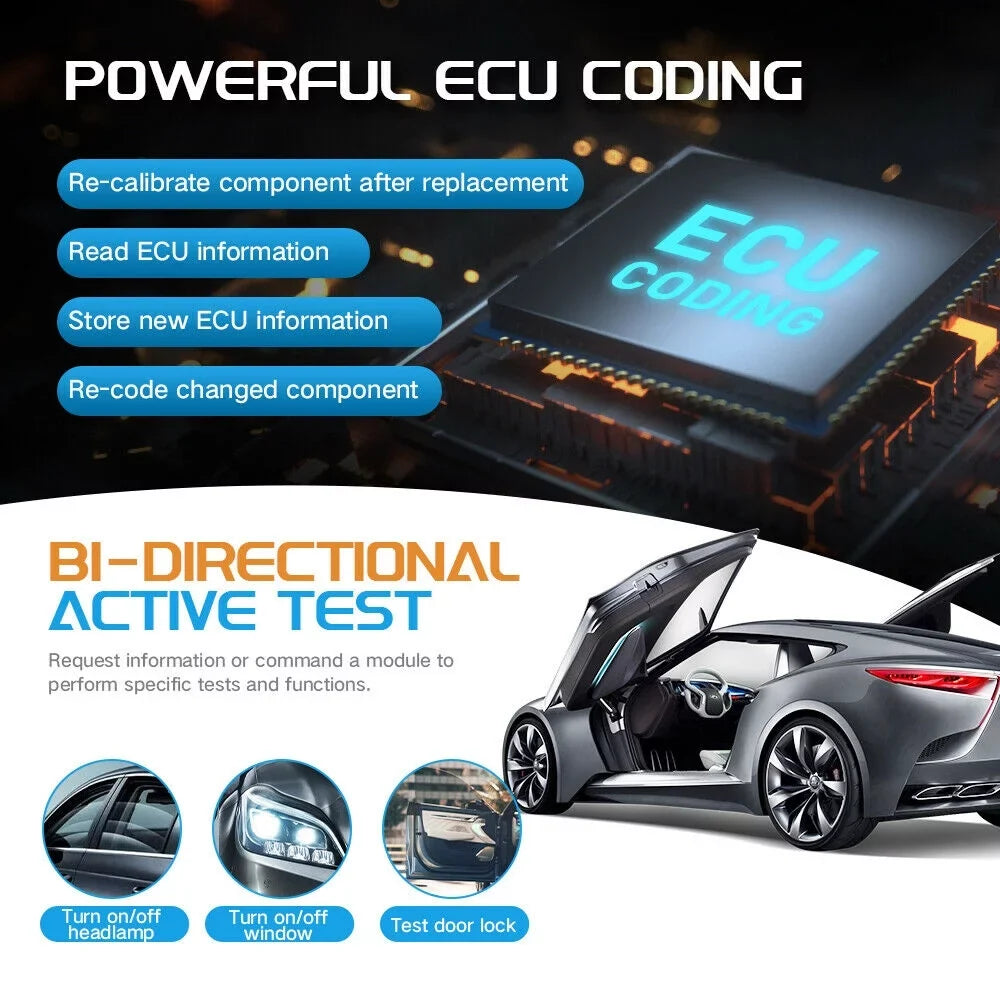 FOXWELL GT75TS Automotive Bi-Directional Control Diagnostic Scan Tool Car TPMS Service Tool OBD2 Scanner Full Systems ECU Coding Actuation Test Code Reader EOBD OBD Scan 30+ Resets Free Update
