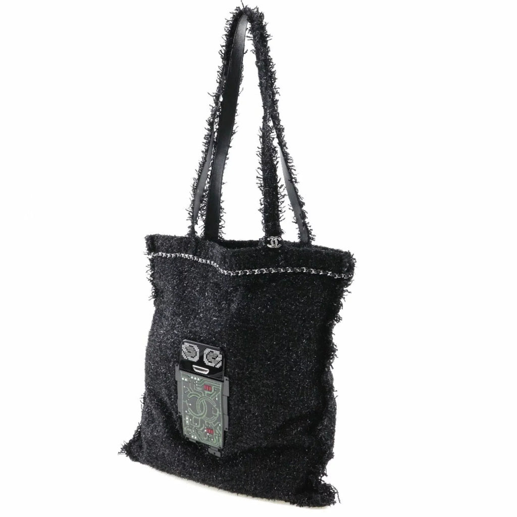 Pre-Owned CHANEL Chanel Robot Tote Bag Cocomark A94646 Tweed Black/Silver Hardware Unisex (Good)