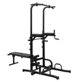 Power Tower Dip Station with Bench Pull Up Bar Stand Adjustable Height Heavy Duty Multi-Function Fitness Training Equipment for Home Office Gym,Steel