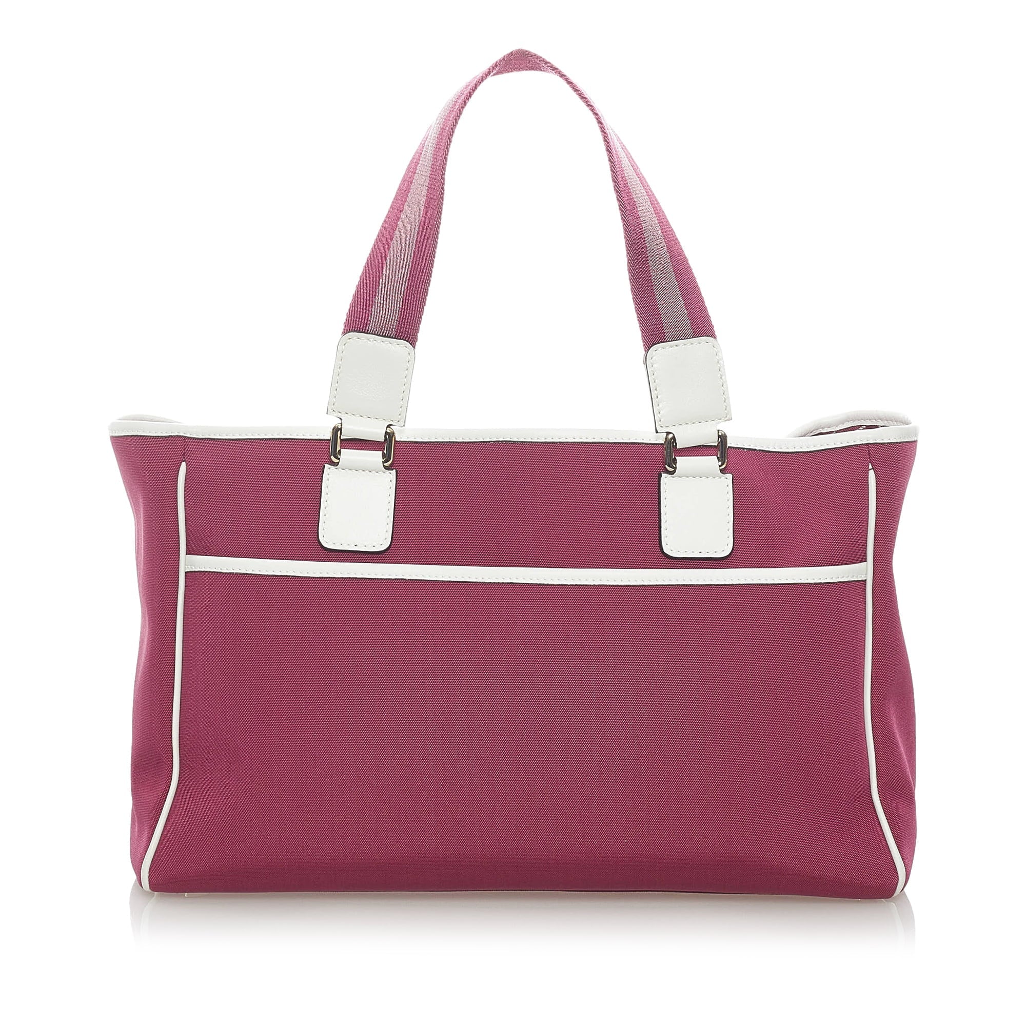 Pre-Owned Authenticated Gucci Web Tote Bag Canvas Fabric Pink Women (Good)