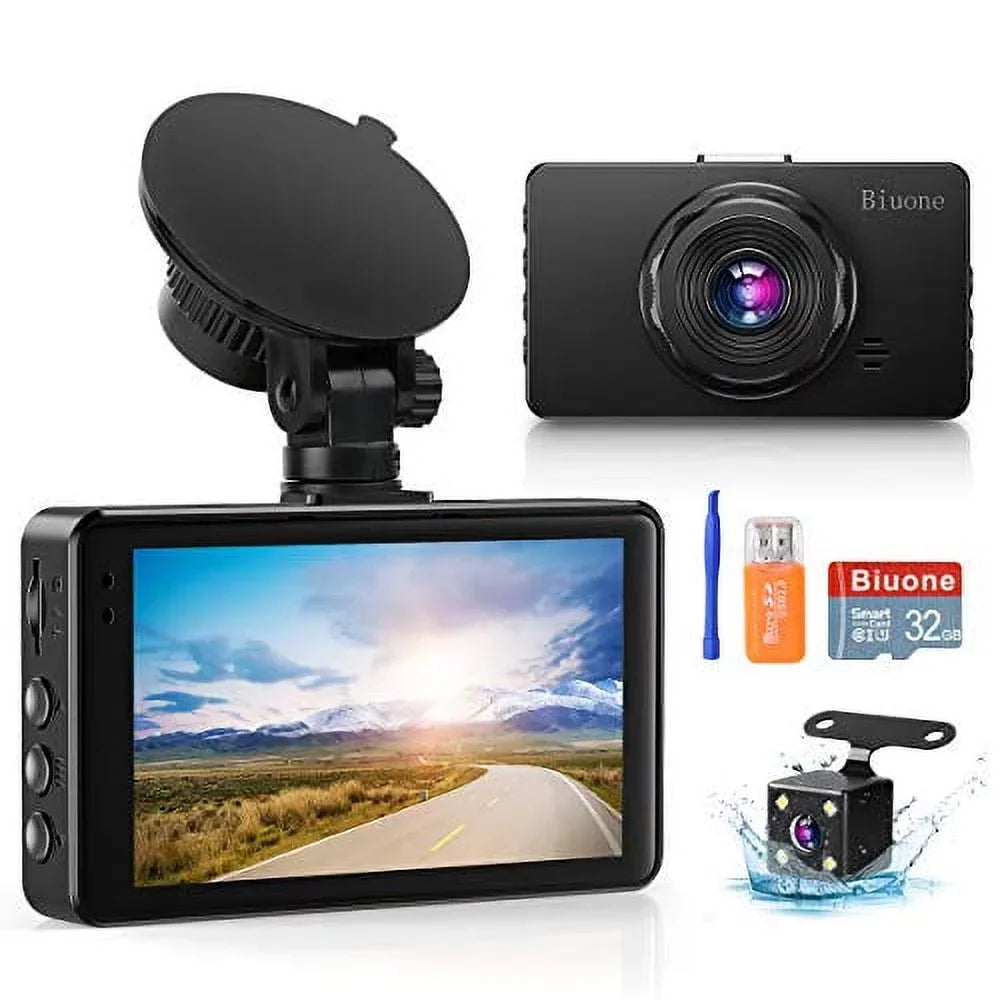 Dash Camera for Cars, Super Night Vision Dash Cam Front and Rear with 32G SD Card, 1080P FHD DVR Car Dashboard Camera with G-Sensor, WDR, Parking Monitor, Loop Recording, Motion Detection ?2