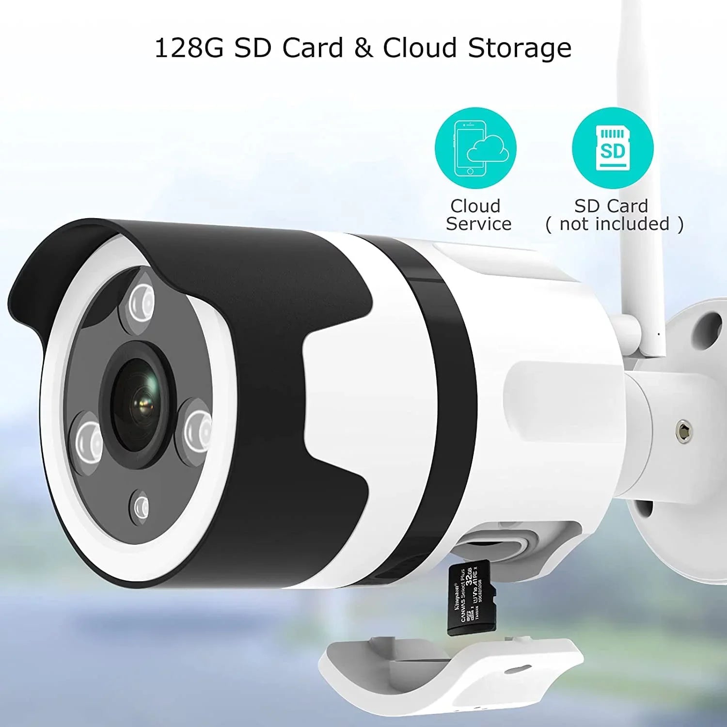 Outdoor Security Camera, Netvue WiFi Surveillance Camera with Motion Detection Weatherproof Night Vision-White