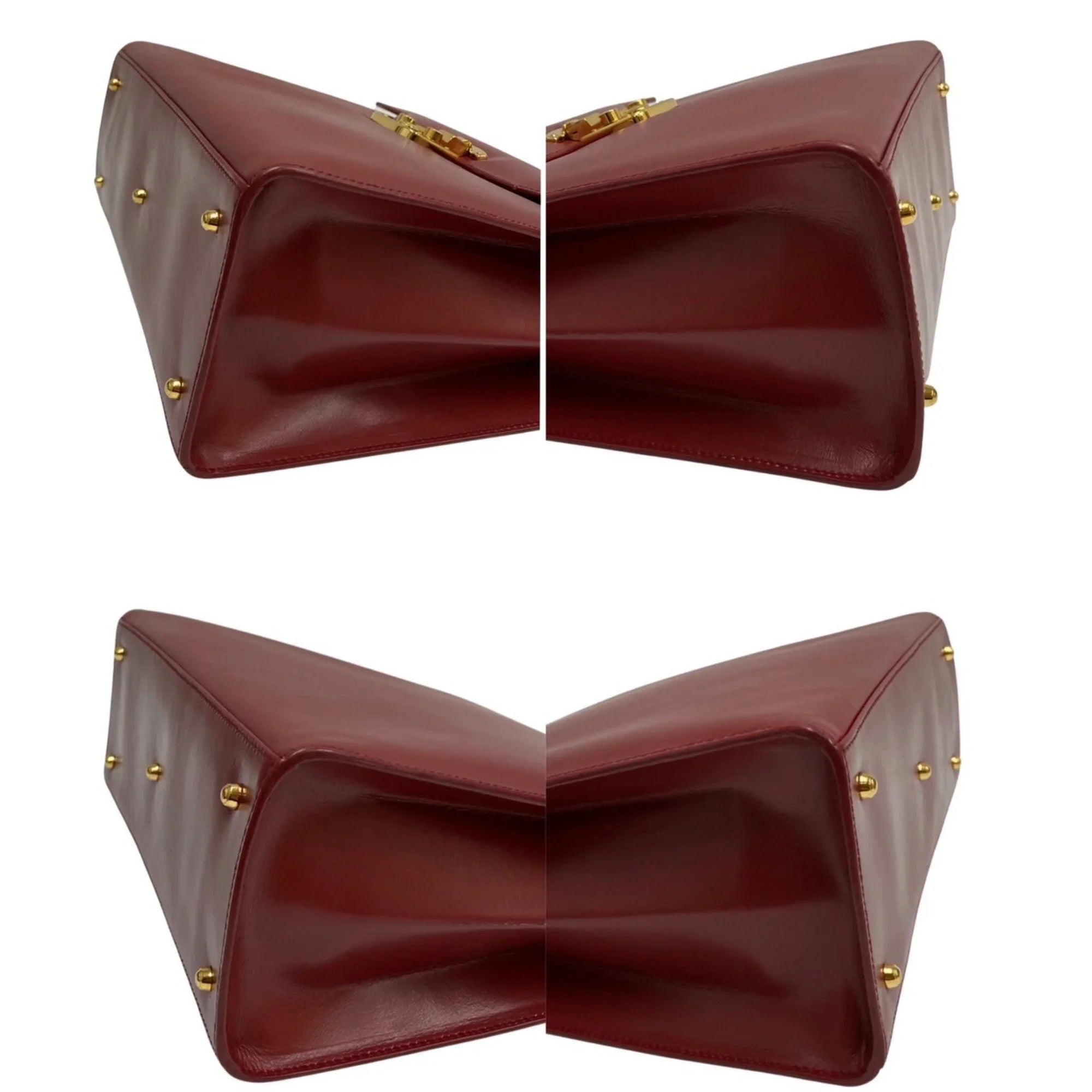 Pre-Owned GUCCI Gucci Old Vintage Ladylock Calf Leather Genuine Handbag Mini Tote Bag Red (Good)