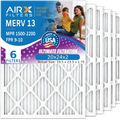 20x24x2 Air Filter MERV 13 Comparable to MPR 1500 - 2200 & FPR 9 Electrostatic Pleated Air Conditioner Filter 6 Pack HVAC AC Premium USA Made 20x24x2 Furnace Filters by AIRX FILTERS WICKED CLEAN AIR.