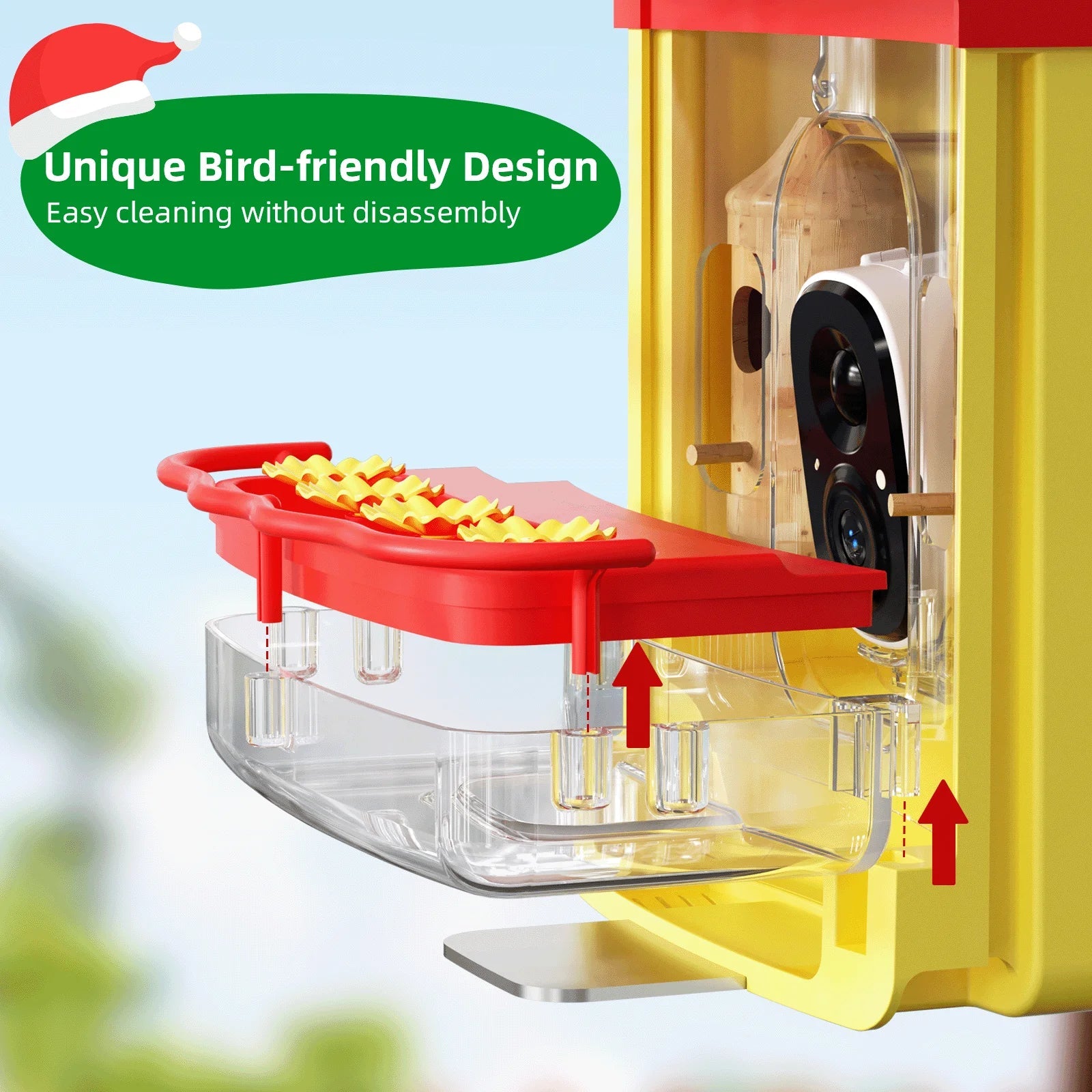 Hummingbird Feeder with Camera for Outdoor Hummingbird Smart Bird Feeder Camera Auto-Video Capture,Birdwatching Up-Close,AI Identify 350+ Species, 2 Wooden House, Attract More Hummingbird Unique Gift
