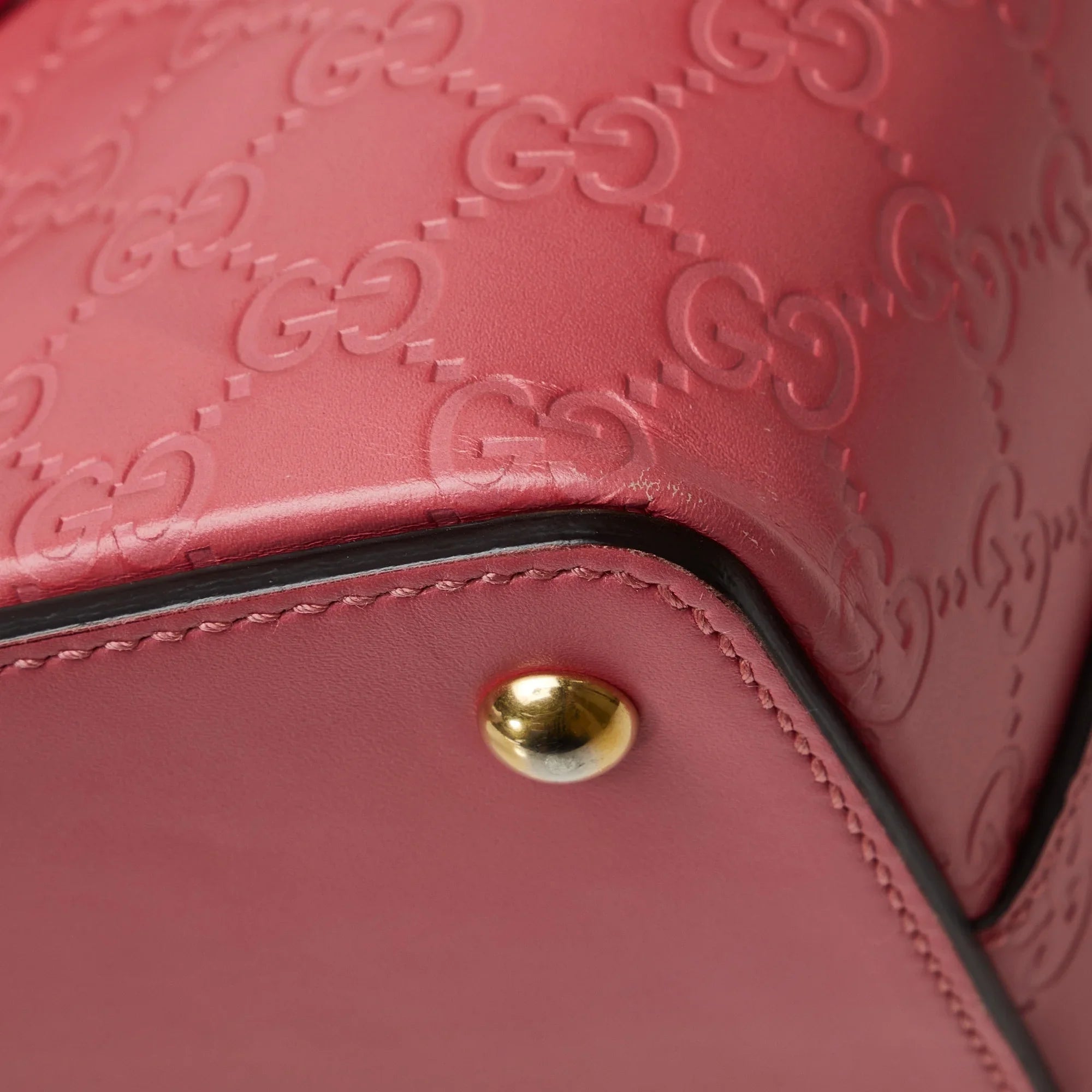 Pre-Owned Authenticated Gucci Guccissima Satchel Calf Leather Pink Unisex (New with Defects)