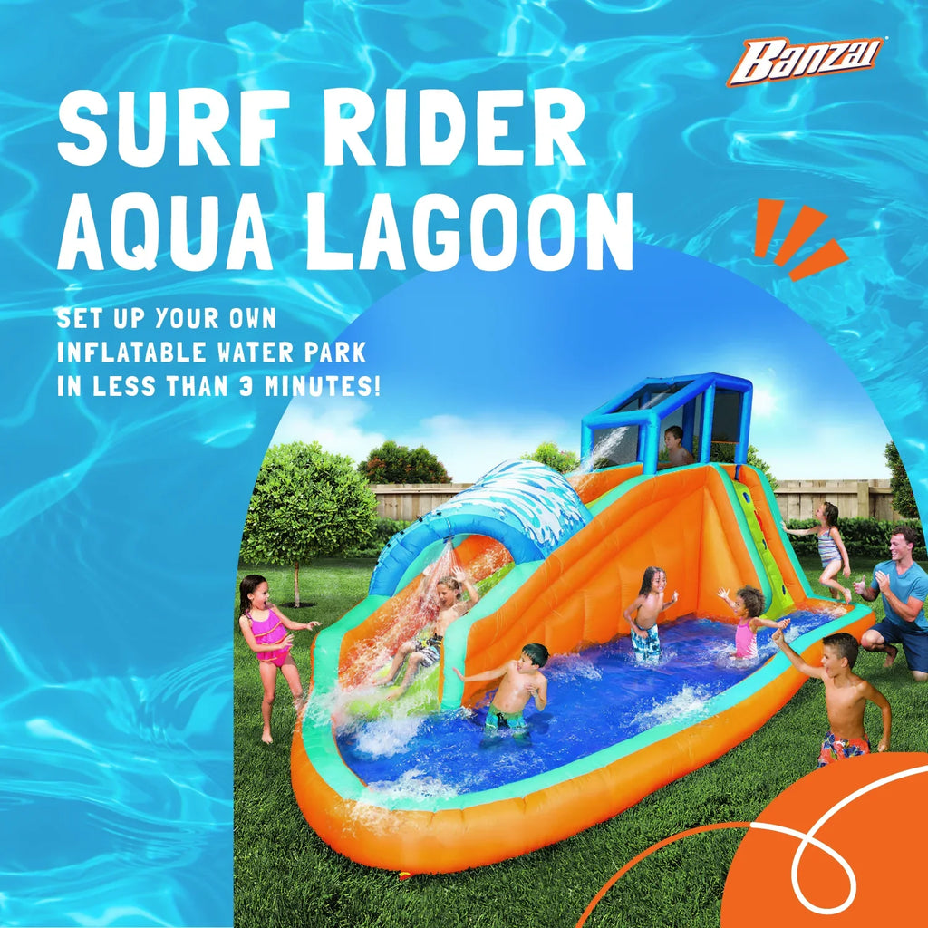 Banzai Surf Rider Kids Inflatable Outdoor Lagoon Fluid Slide Splash Park