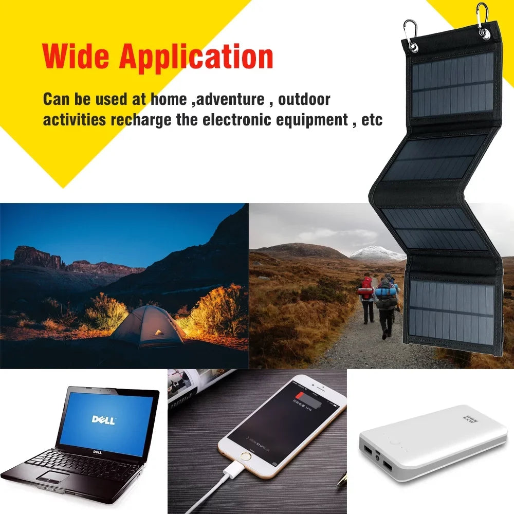 DFITO 80W Outdoor Foldable USB Solar Panel Power Bank for Camping Hiking