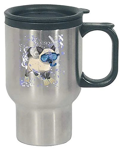 Funny Snorkeling - Dog With Mask - Air Bubbles - Stainless Steel Travel Mug