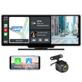 Awesafe 10.25 Inch IPS Touch Monitor Wireless Carplay Android Auto Bluetooth Unit Portable Car Radio Stereo with 1080p Backup Camera DVR GPS Navigator AirPlay AUX/FM Googel Siri