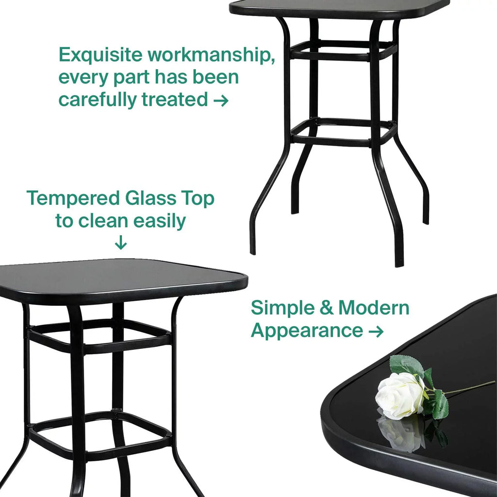 Abigail Elegant Designed With Still Frame Tempered Glass Bar Table