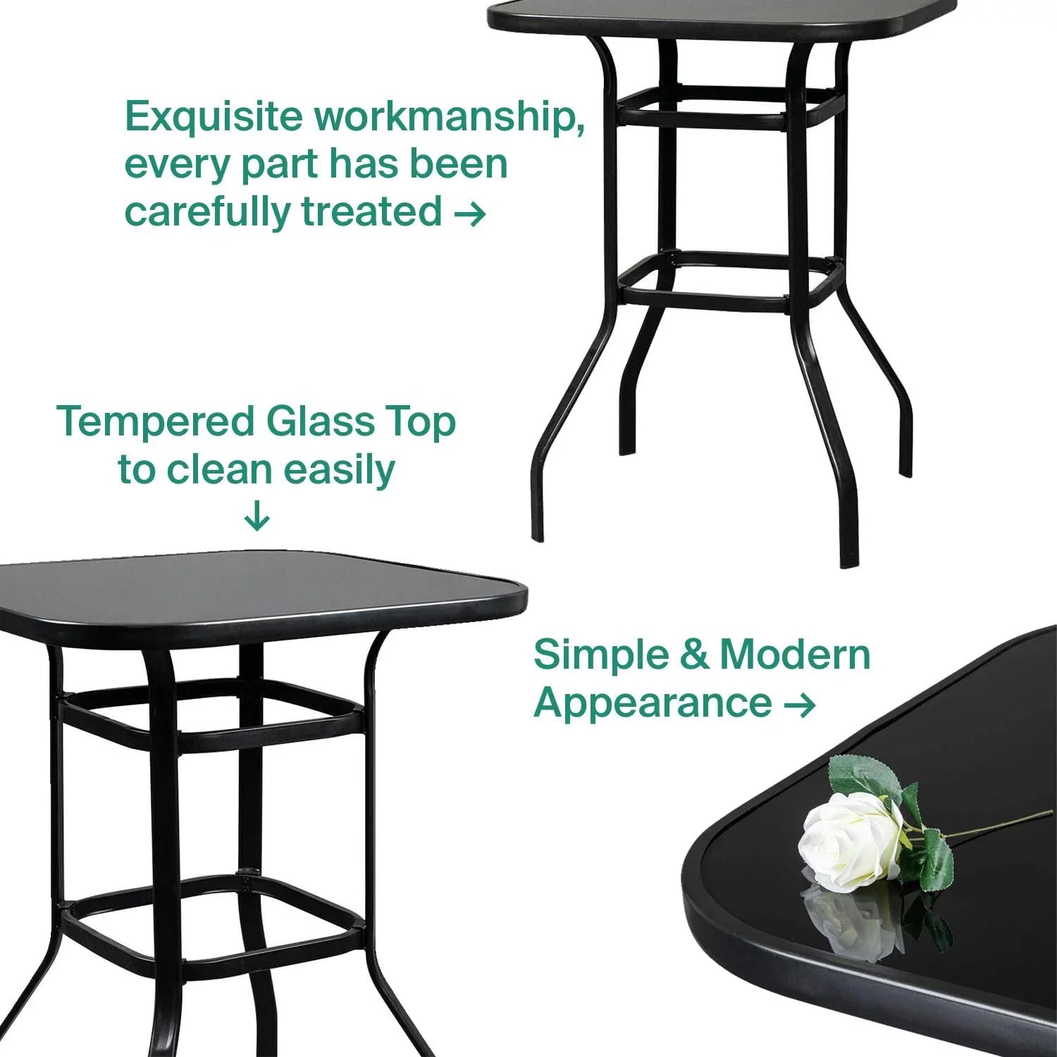Abigail Elegant Designed With Still Frame Tempered Glass Bar Table
