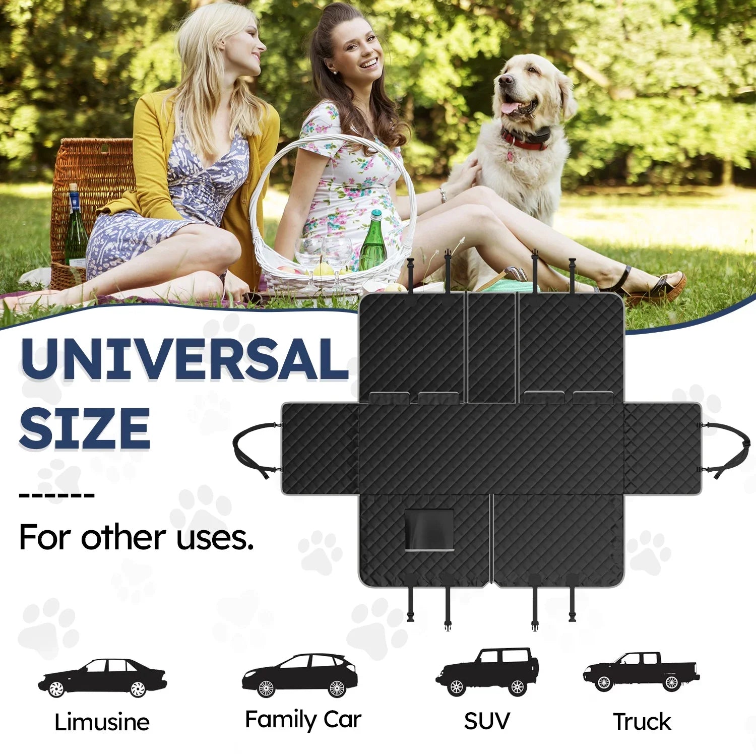 Dog Car Seat Cover for Back Seat, Fluid Pet Seat Cover 600D Scratch-Proof Dog Seat Cover for Truck, Vehicle SUV, Tesla, Machine Washable,Color Black