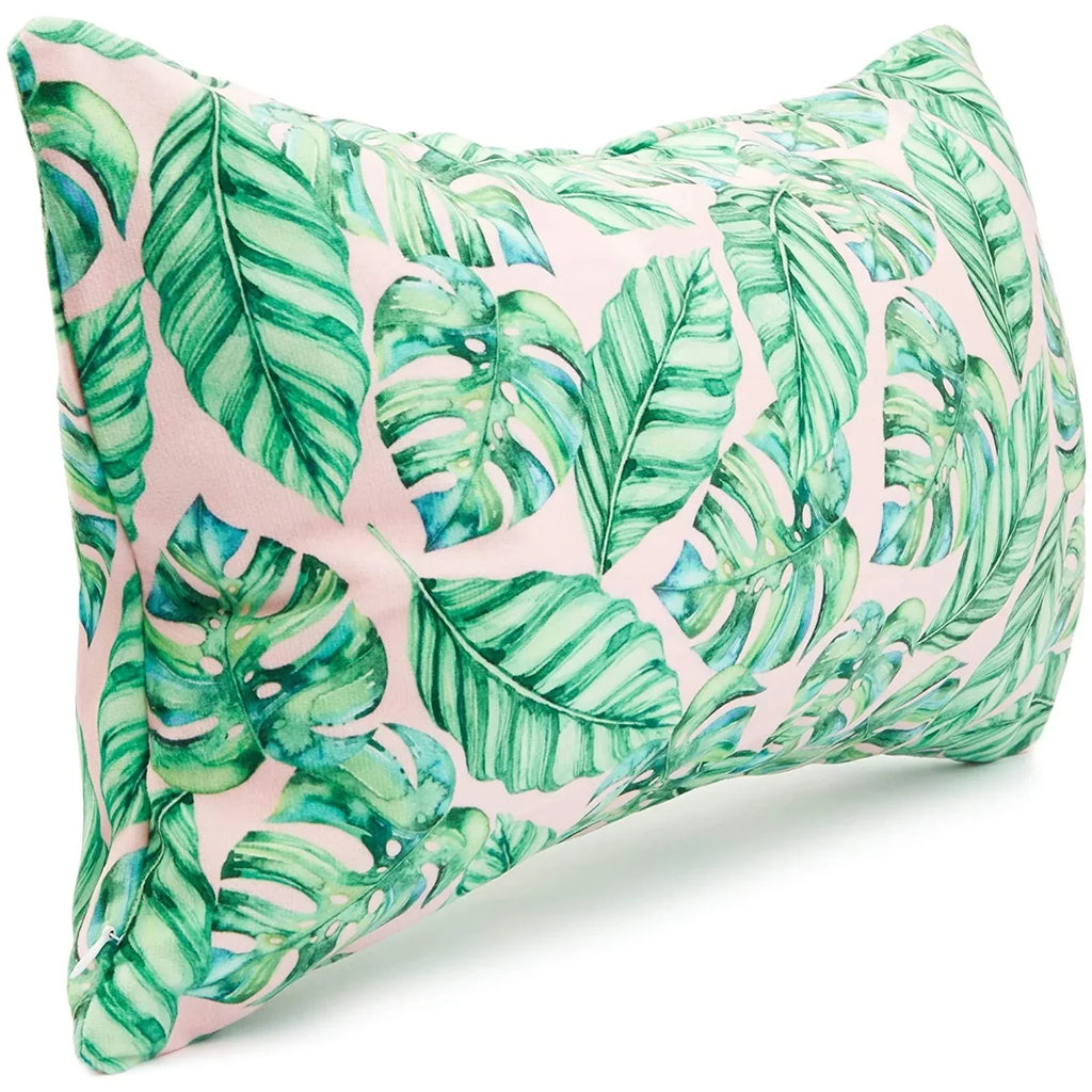 Blue Panda Inflatable Beach Pillow for Pools Travel Vacations, Tropical Leaves