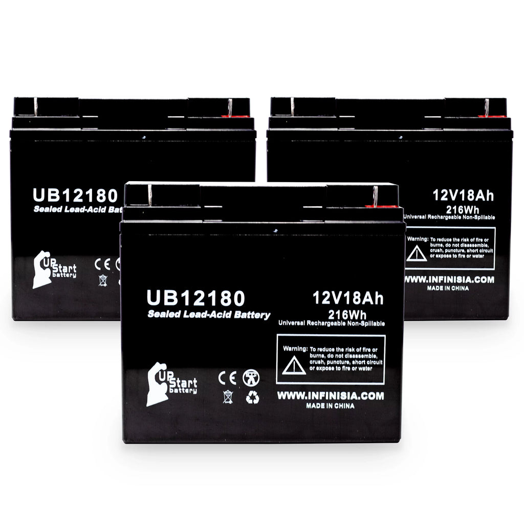 3x Pack - Compatible CSB BATTERY OF AMERICA GP12170B1 Battery - Replacement UB12180 Universal Sealed Lead Acid Battery (12V, 18Ah, 18000mAh, T4 Terminal, AGM, SLA)