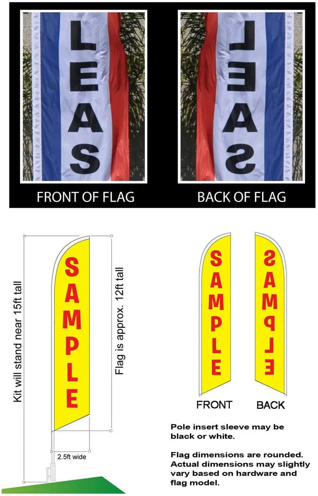 Fitness Gym Center Advertising Feather Banner Swooper Flag Sign with Flag Pole Kit and Ground Stake