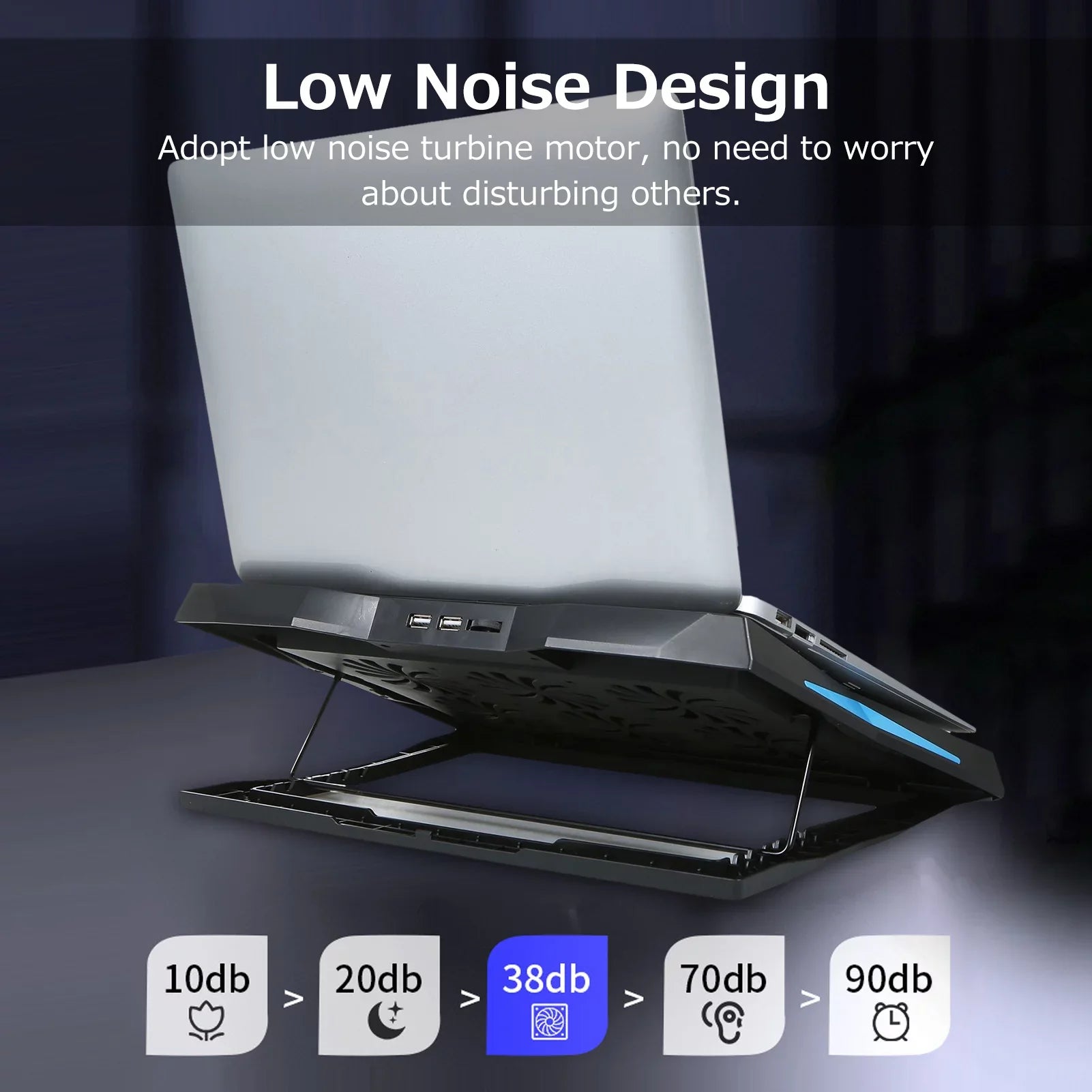 Andoer Low Noise Portable computer Cooler Stand, 6 Fans for Efficient Heat Dissipation and Comfortable Viewing Angle