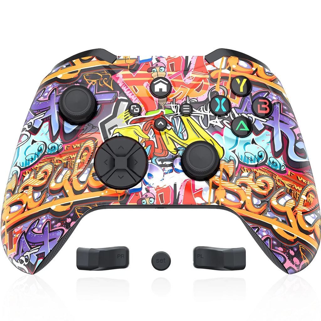 Bonadget 32Ft Wireless Xbox One Controller,Graffiti Custom Xbox Controller Built-in Dual Vibration and 3.5mm Audio Jack with TURBO Function - Compatible with Xbox One S/X/Xbox Series X/S/Window PC