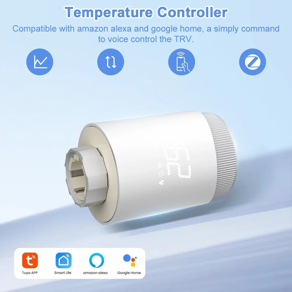 Tomshoo Thermostatic Radiator Valves Chipset Wireless Mobilephone App Control Home Heating Thermostat Temperature Controller Radiator Thermostat Compatible with Home