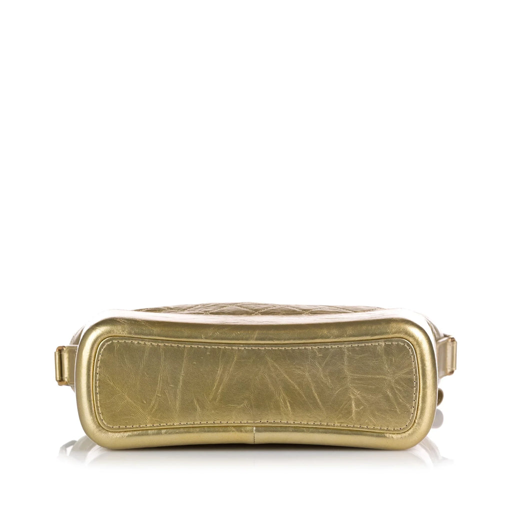 Pre-Owned Authenticated Chanel Medium Gabrielle Hobo Lambskin Leather Gold Shoulder Bag Unisex (Good)