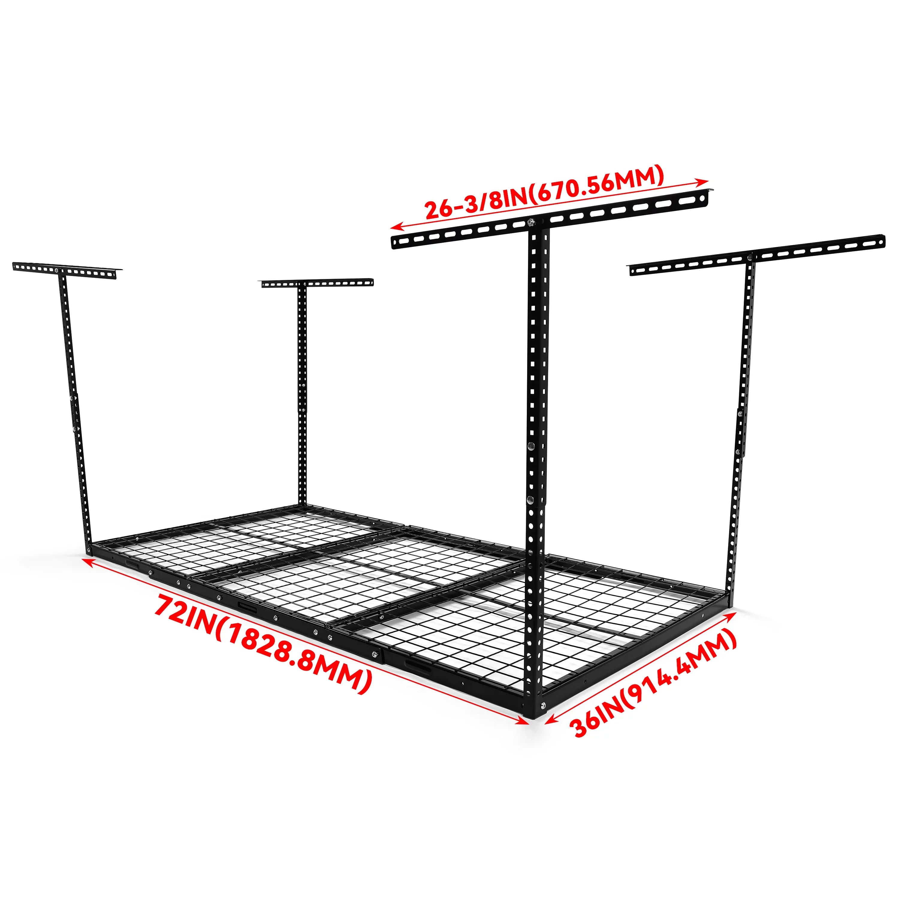 Kojem 72" x 36" Overhead Garage Storage Rack Adjustable Organization Heavy Duty Metal Garage Ceiling Storage Racks 22" - 40"