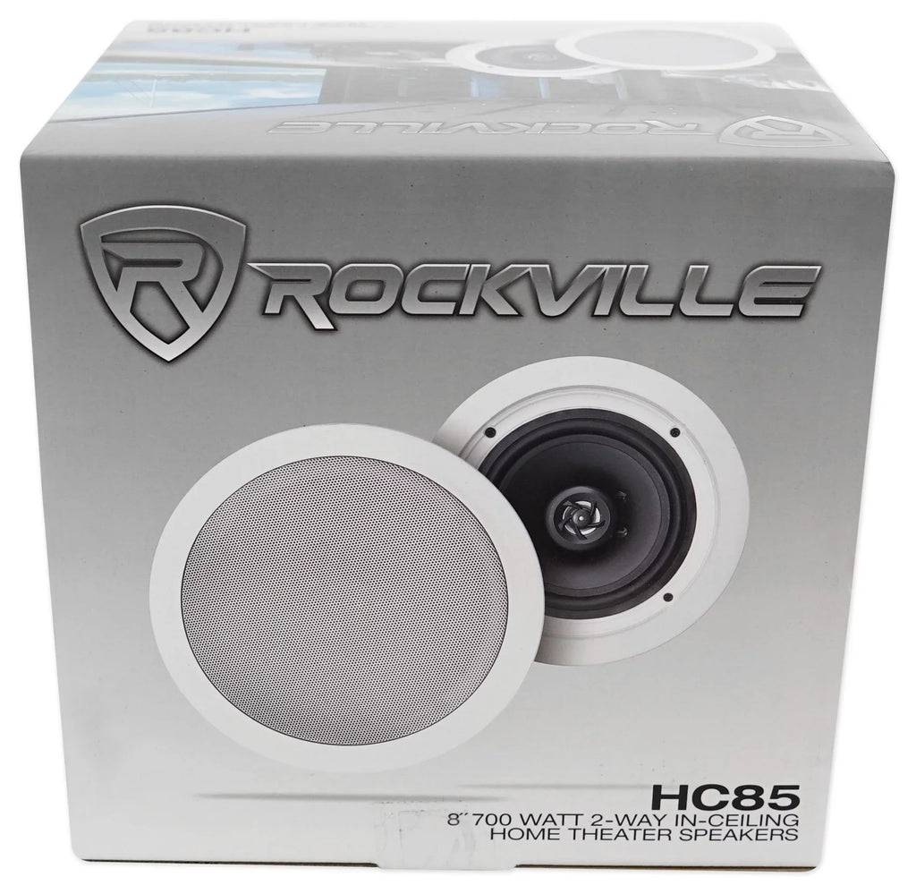Rockville RPA40BT 4-Room Home Audio Kit Receiver+(8) 8" White Ceiling Speakers