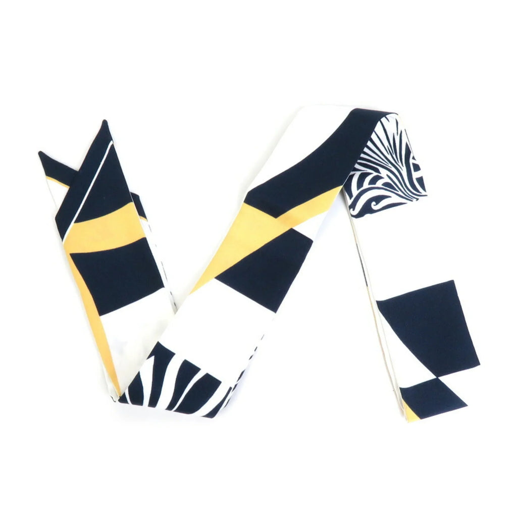 Pre-Owned LOUIS VUITTON Scarf Muffler Bandeau BB Graphic Monogram Blason Silk White/Navy/Beige Women's MP2658 (Good)