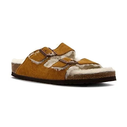 BIRKENSTOCK Unisex Arizona Shearling Mink Suede/Natural Shearling - 1001128