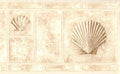 878475 Raised Beige Tile Shell Seahorse Wallpaper Border MKB5093