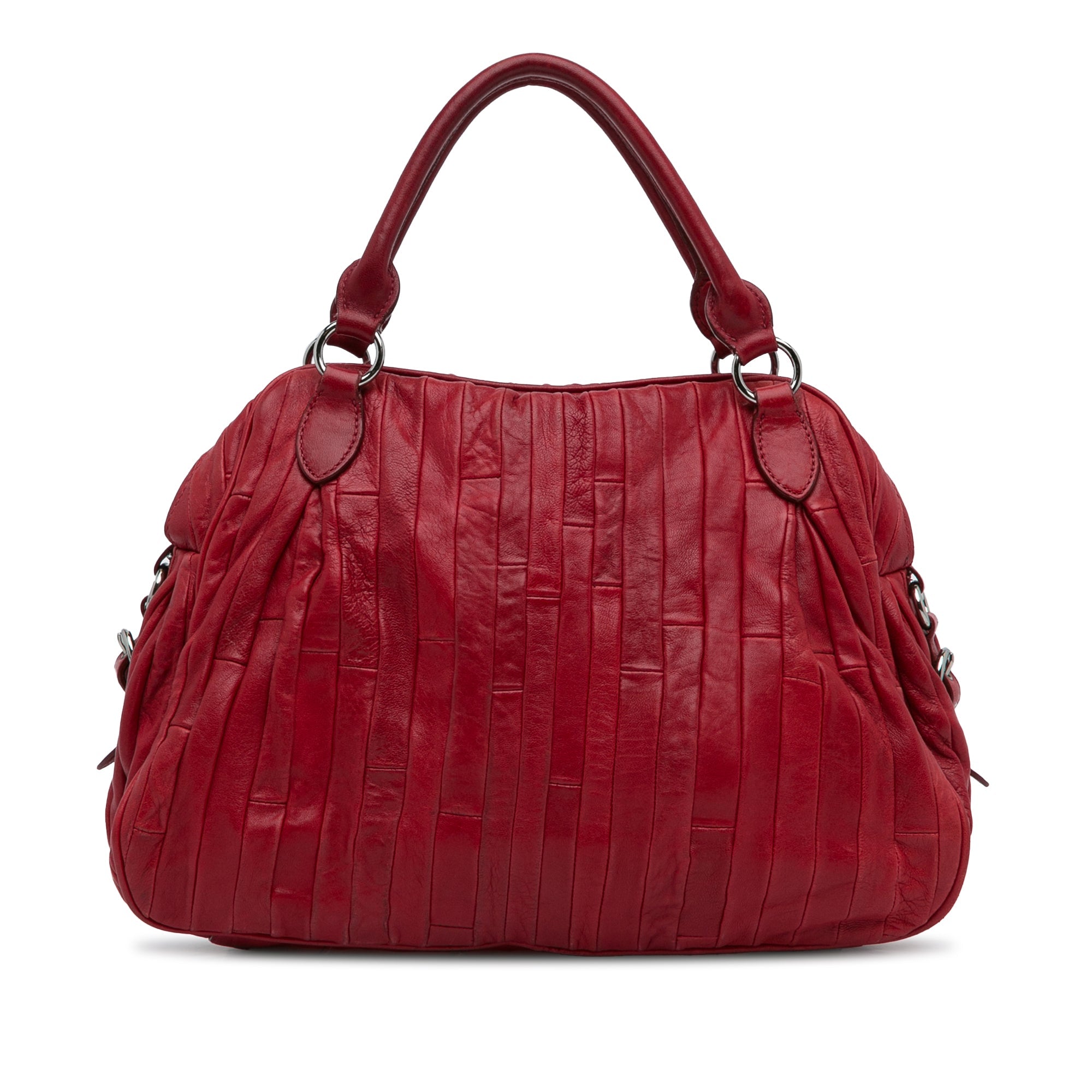 Pre-Owned Authenticated Miu Miu Quilted Tote Bag Calf Leather Red Unisex (Good)