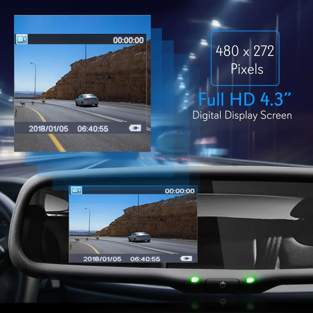 PYLE PLCM4590WIR - 2.4Ghz Rearview Mirror Monitor & Backup Camera System with Wireless Video Transmission, 4.3'' -inch Display Monitor