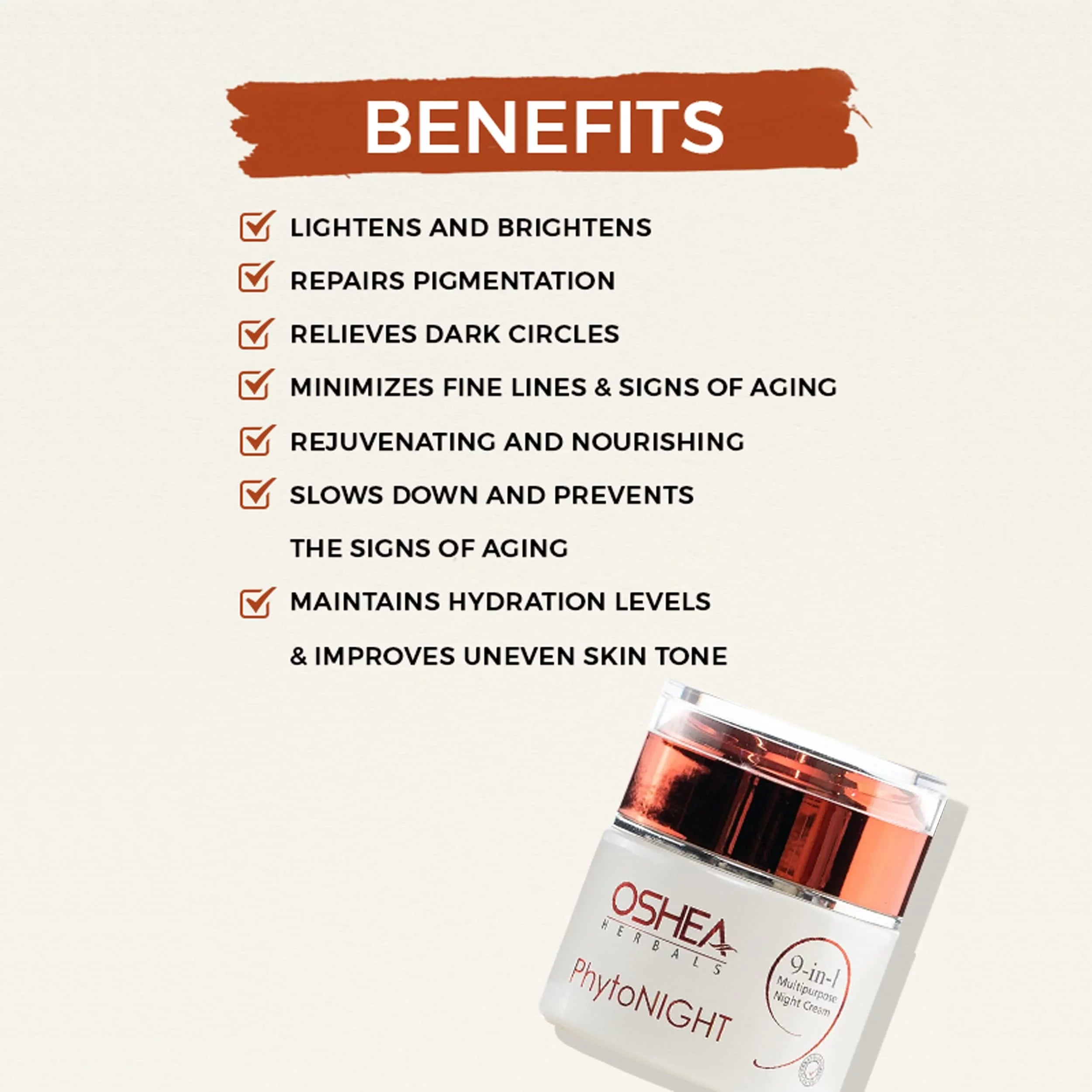 Oshea Herbals Phytonight Night Cream For Fine Lines, Wrinkles and Glowing Skin, 50 gm