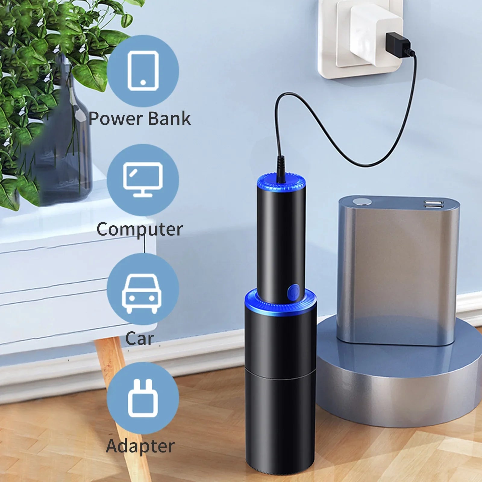 Anself 10000Pa Car Cleaner Portable Handheld USB Cleaner 120W Strong Suction Cleaner for Pet Hair Dust Gravel Cleaning Home Office