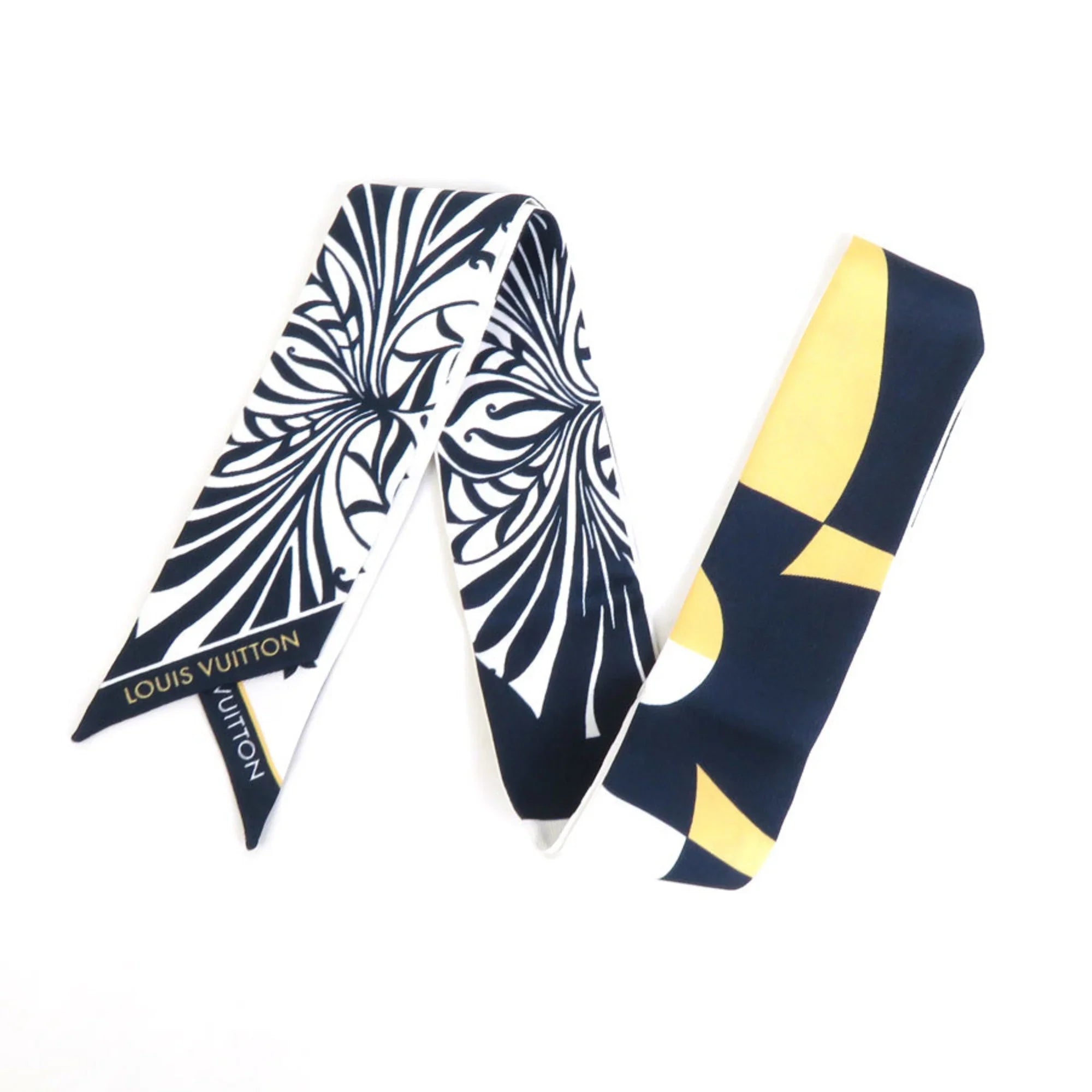 Pre-Owned LOUIS VUITTON Scarf Muffler Bandeau BB Graphic Monogram Blason Silk White/Navy/Beige Women's MP2658 (Good)
