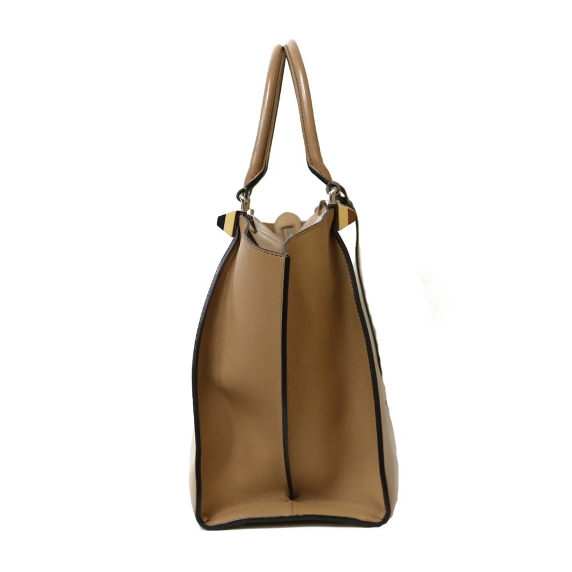 Pre-Owned FENDI Shoulder Bag Trois Heors Beige Women's Leather (Good)