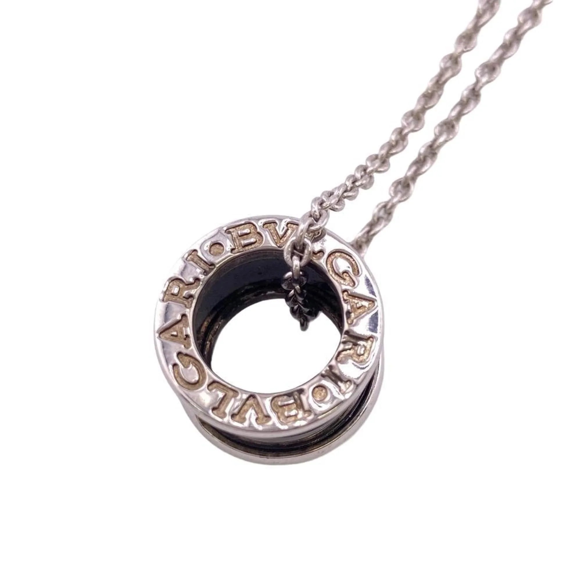 Pre-Owned BVLGARI B. Zero One 925 Save the Children Charity Necklace Black Men's Women's Z0005229 (Fair)