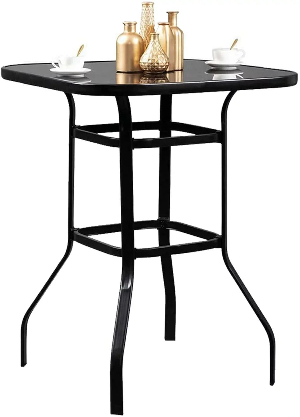 Gianna Bistro Porch Squire Shape Glass Bar Table For Poolside Decor