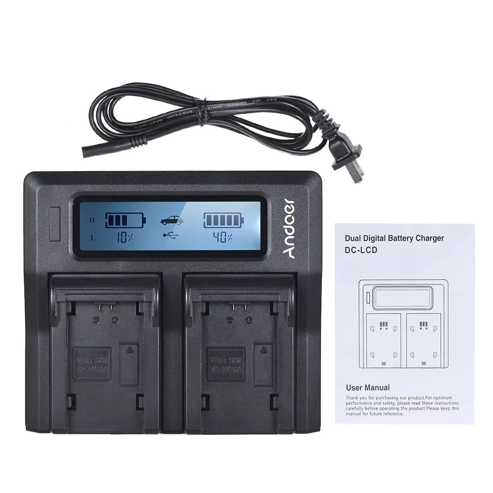 Andoer NP-FZ100 Dual Channel LCD Battery Replacement for A7III A9 A7RIII A7SIII